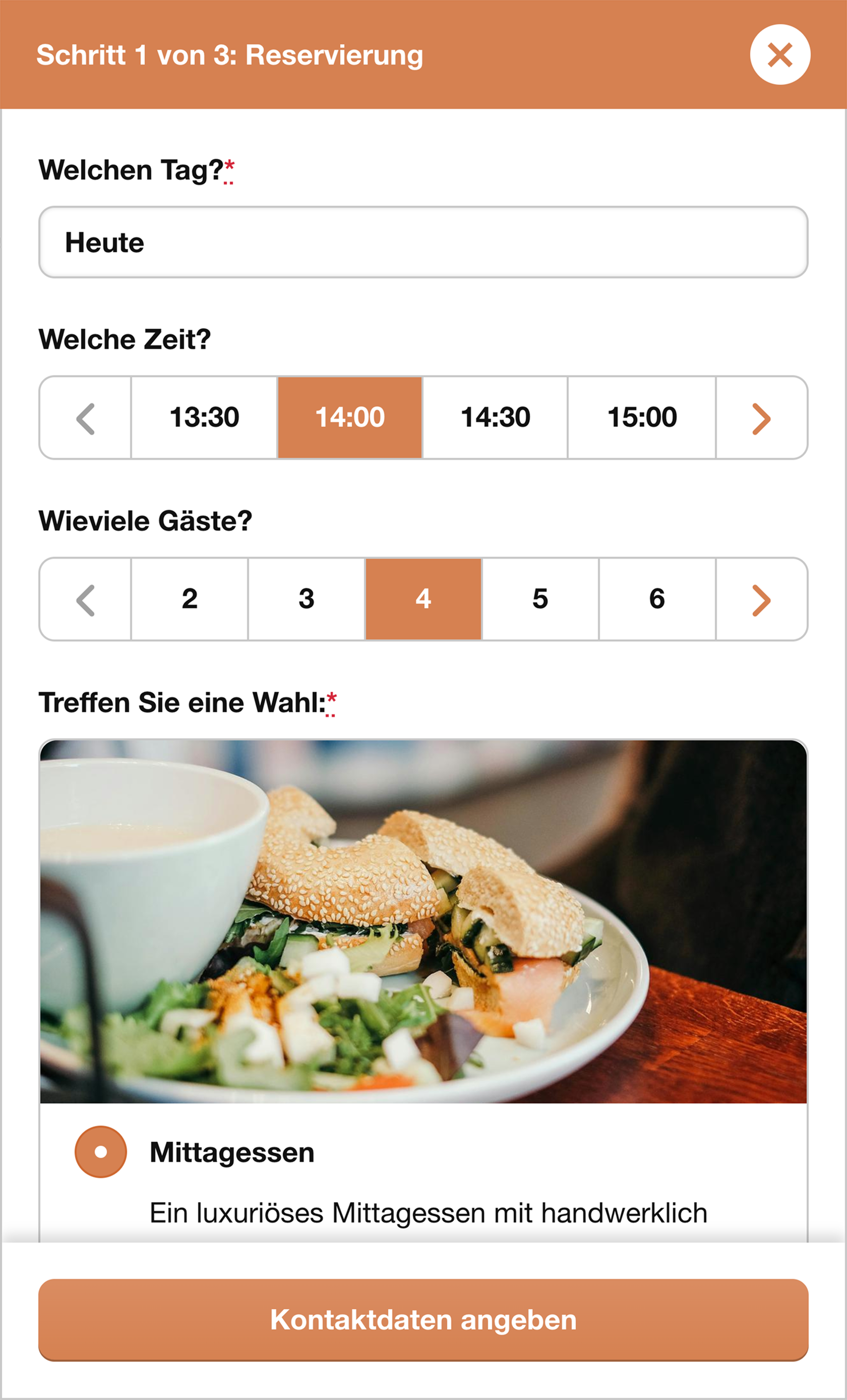 Beispiel für das Reservierungs-Widget.
