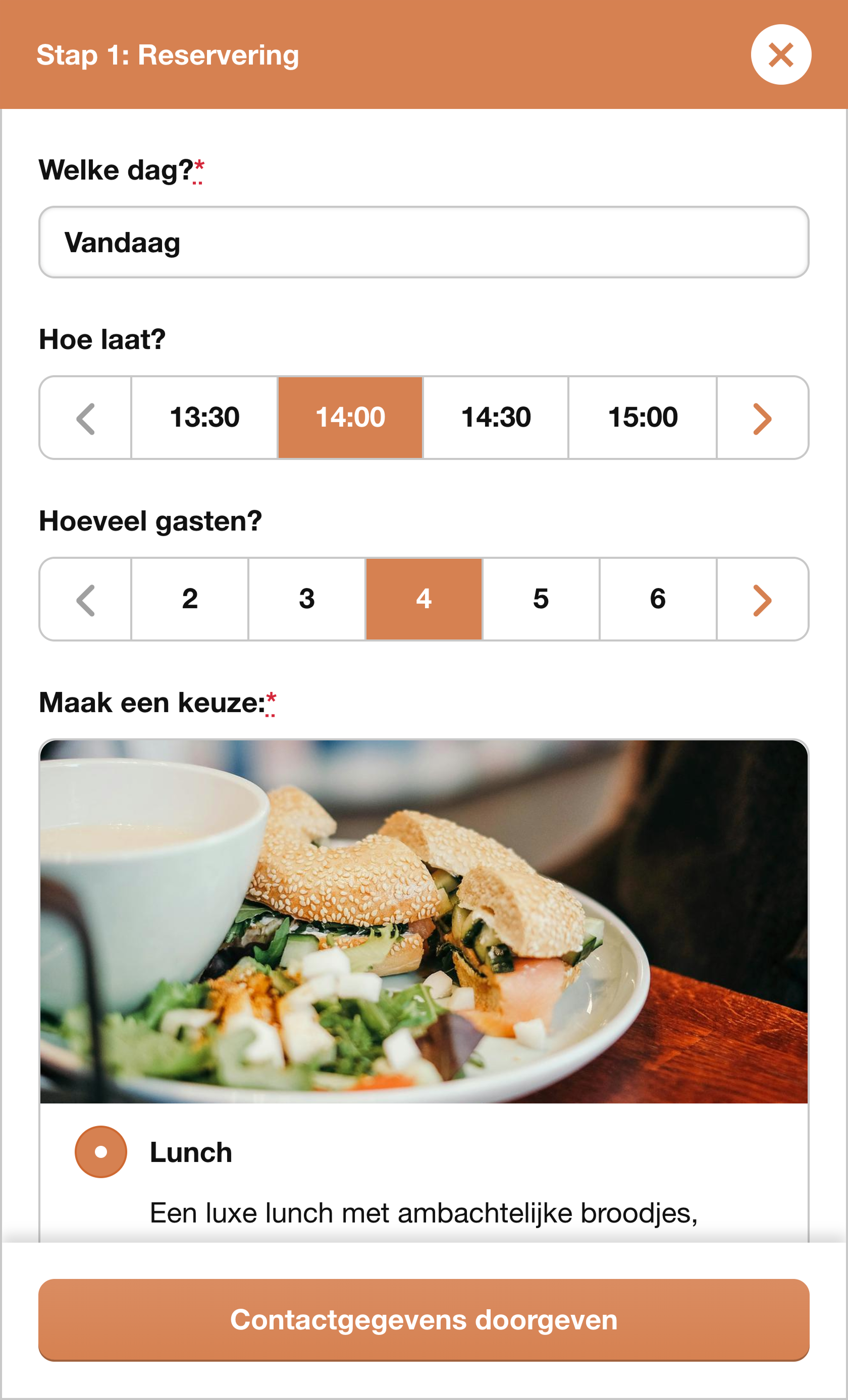 Voorbeeld van het reserveer widget.